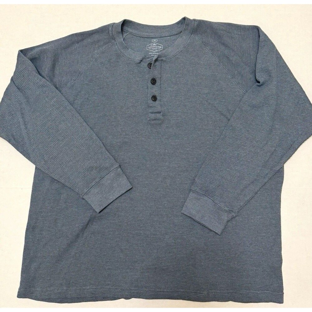 Canyon Guide Outfitters Men's Thermal Henley Long Sleeve Waffle Blue 2XL Outdoor